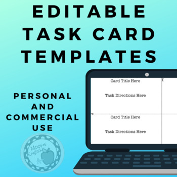 Preview of Task Card Template Freebie--Personal and Commercial Use / Google Ready