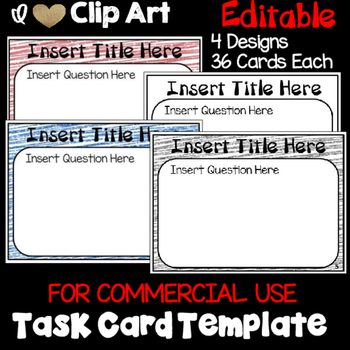 Preview of Task Card Template for Commercial Use