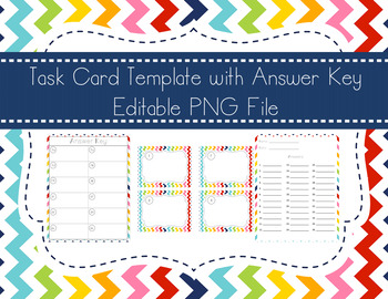 Preview of Task Card Template with Student Answer Sheet and Teacher Key (Editable)