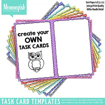 Preview of Task Card Templates #1 - 2x1 Horizontal – Rainbow Chevrons