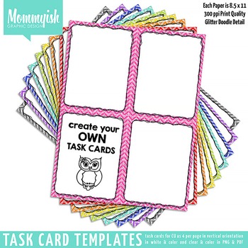 Preview of Task Card Templates #1 - 2x2 Vertical – Rainbow Chevrons