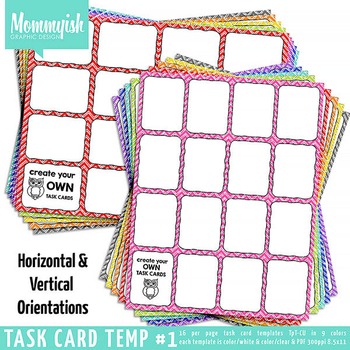 Preview of Task Card Templates #1 - 4x4 BUNDLE – Rainbow Chevrons