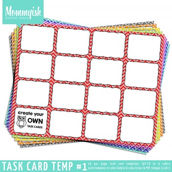 Preview of Task Card Templates #1 - 4x4 Horizontal – Rainbow Chevrons