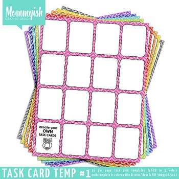 Preview of Task Card Templates #1 - 4x4 Vertical – Rainbow Chevrons