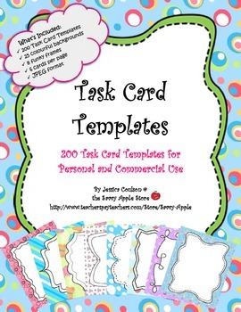 Preview of Task Card Templates - Set 1 - 200 Colorful Task Card Templates - COMMERCIAL USE