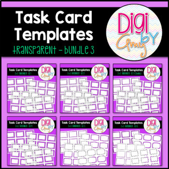 Preview of Task Card Templates 3 x 3 Clip Art Transparent Bundle 3
