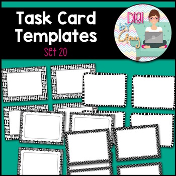 Preview of Task Card Templates Clip Art SET 20 Black and White version