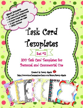 Preview of Task Card Templates - Set 2 - 200 Colorful Task Card Templates - COMMERCIAL USE