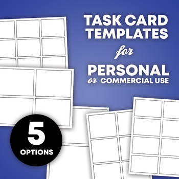 Preview of Task Card Templates for Personal or Commercial Use: Black Outline
