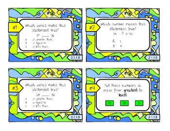 Comparing & Ordering Whole Numbers -Task Cards Math MN Standards 2.1.1.5