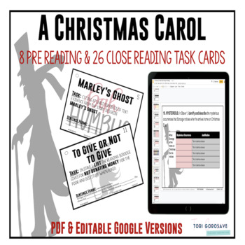 Preview of Task Cards for A Christmas Carol - DIGITAL & PRINT