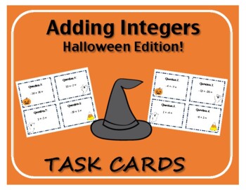 Preview of Task Cards: Adding Integers - Halloween Edition!