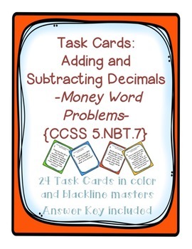 Preview of Task Cards: Adding and Subtracting Decimals [Money Word Problems] 5.NBT.7