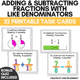 Adding and Subtracting Fractions Task Cards
