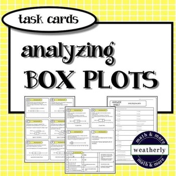 Preview of BOX PLOTS - Analyzing BOX PLOTS Task Cards
