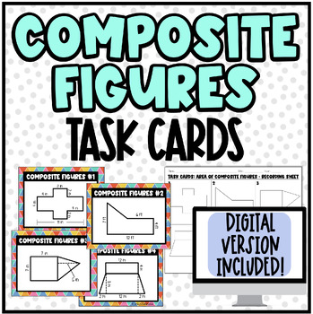 Preview of Task Cards: Area of Composite Figures | Digital & Print