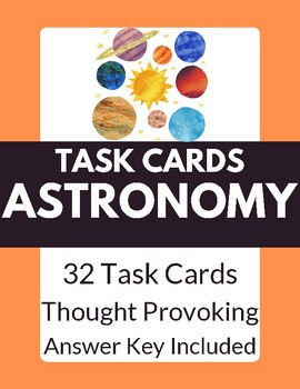 Preview of Task Cards: Astronomy | 32 Q's | Answer Key | Research | Planets | Space