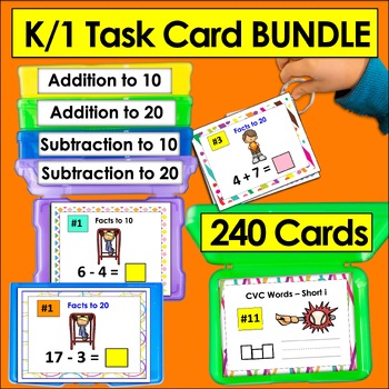 Preview of Task Cards BUNDLE Addition and Subtraction Differentiate with 240 Cards