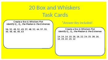 Preview of Task Cards: Box & Whiskers Plots