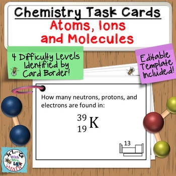 Preview of Chemistry Task Cards Introduction to Periodic Table, Atoms, Molecules, and Ions