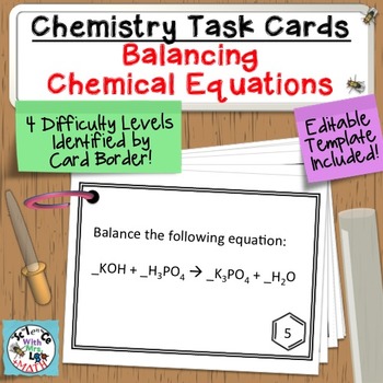 Preview of Chemistry Task Cards Balancing Chemical Equations