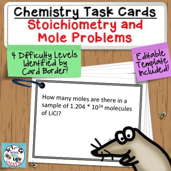 Preview of Chemistry Task Cards Stoichiometry and Mole Problems