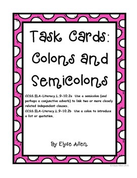 Preview of Task Cards:  Colons and Semicolons