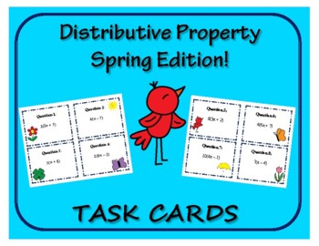 Preview of Task Cards: Distributive Property Spring Edition!