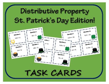Preview of Task Cards: Distributive Property St. Patrick's Day Edition!