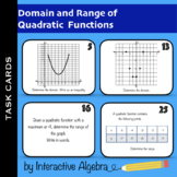 Task Cards: Domain and Range of Quadratic Functions