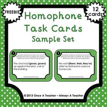 Preview of Task Cards • ELA • Homophones • Free Sample