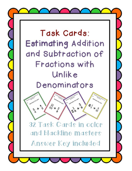 Preview of Task Cards: Estimating Fraction and Mixed Number Addition and Subtraction NF.5.1