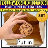 FOLLOW ONE DIRECTION Task Cards “Task Box Filler” Autism Resource