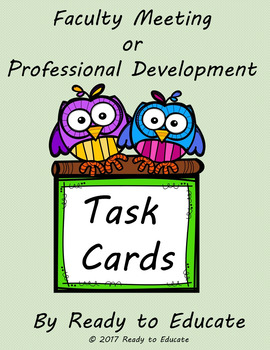 Preview of Task Cards -Faculty Meeting, In-service, Training, or Professional Development