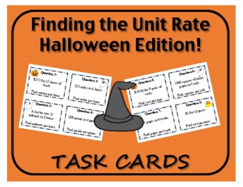 Preview of Task Cards: Finding the Unit Rate - Halloween Edition!