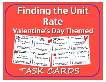 Preview of Task Cards: Finding the Unit Rate - Valentine's Day Edition!