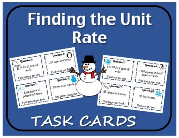 Preview of Task Cards: Finding the Unit Rate - Winter Edition!