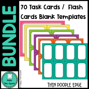 Preview of Task Cards / Flash Cards Blank templates / Thin Doodle Edge Set 5