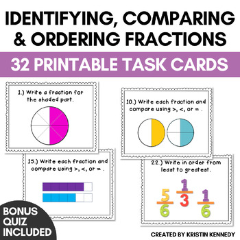 Preview of Identifying, Comparing and Ordering & Equivalent Fractions Task Cards