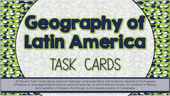 Preview of Task Cards -- Geography of Latin America