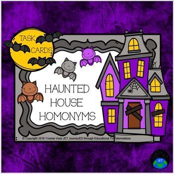 Preview of Task Cards Haunted House Homonyms