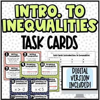 Preview of Task Cards: Introduction to Inequalities | Digital & Print