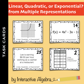 Preview of Task Cards: Linear, Quadratic, or Exponential?