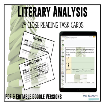 Preview of Task Cards for Literary Analysis of Any Story or Novel - DIGITAL & PRINT