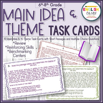 Preview of Main Idea & Theme Task Cards