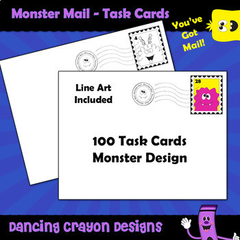 100 Postage Stamps Clip Art  Monster Mail by Dancing Crayon Designs