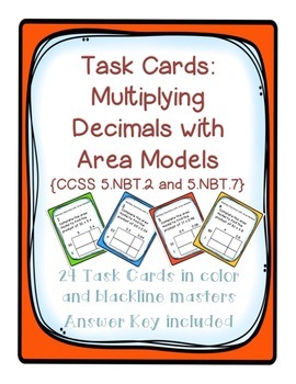 Preview of Task Cards: Multiplying Decimals with Area Models 5.NBT.2