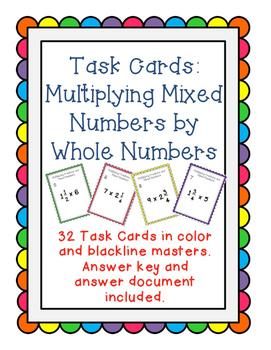 Preview of Task Cards: Multiplying Mixed Numbers and Whole Numbers NF.5.4
