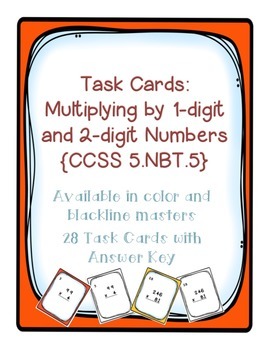 Preview of Task Cards: Multiplying [Whole Number Factors: 1-digit and 2-digit]  5.NBT.A.5