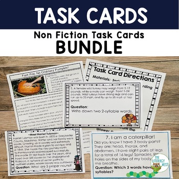 Preview of Task Cards: Non-Fiction Reading Informational Bundle